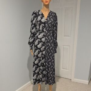 Ted Baker Black and White Ruffled Wrap Maxi Dress